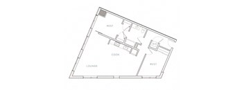 a floor plan of a house with a kitchen and a living room
