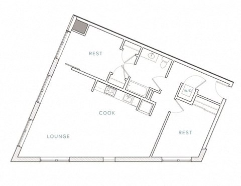 a floor plan of a house with a kitchen and a living room
