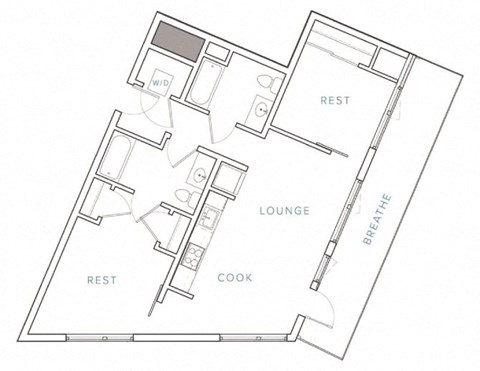 a floor plan of a house with a kitchen and a living room