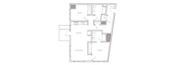a floor plan of a house with a kitchen and a living room