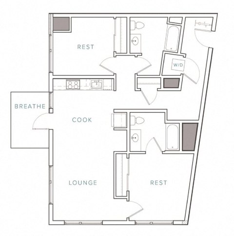 a floor plan of a house with a kitchen and a living room