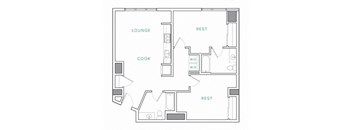 a floor plan of a 1 bedroom apartment