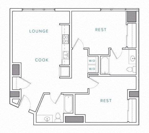 a floor plan of a 1 bedroom apartment