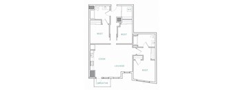 a floor plan of a home with two bedrooms and two bathrooms