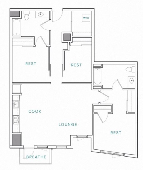 a floor plan of a home with two bedrooms and two bathrooms