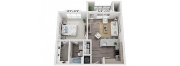 a two bedroom apartment with a bathroom and a balcony