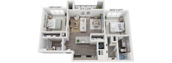 a bedroom with a bed and a dresser in a room