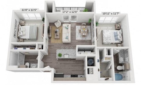 a bedroom with a bed and a dresser in a room