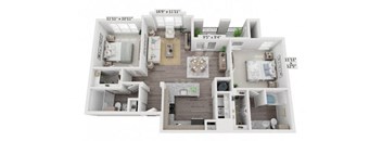 a 3d drawing of a house with a wooden floor