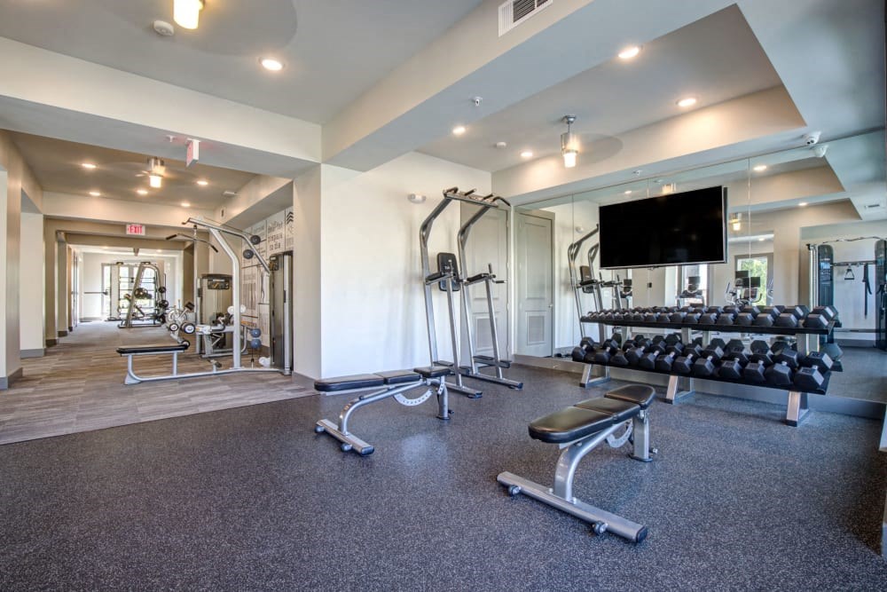 Fitness center with free weights