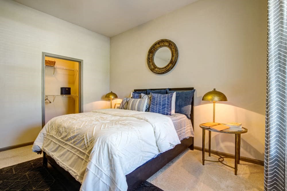 Bedroom with bathroom and modern furnishings