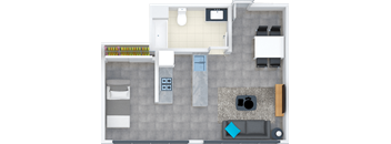 a birdseye view of our studio apartment