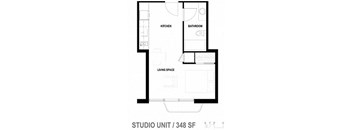 a floor plan of a house with a kitchen and a living room