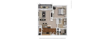 3D rendering of floor plan