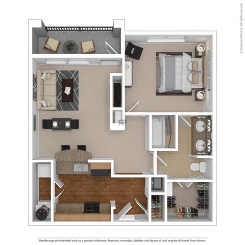 3D rendering of floor plan