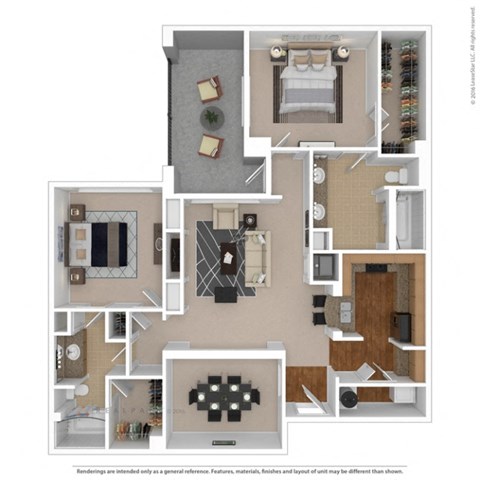 3D rendering of floor plan
