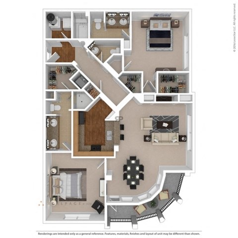 3D rendering of floor plan