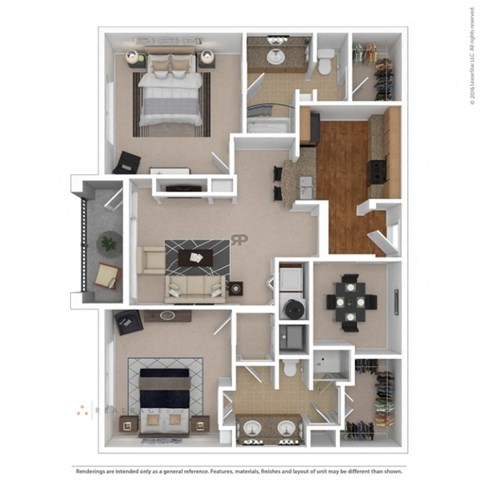 3D rendering of floor plan