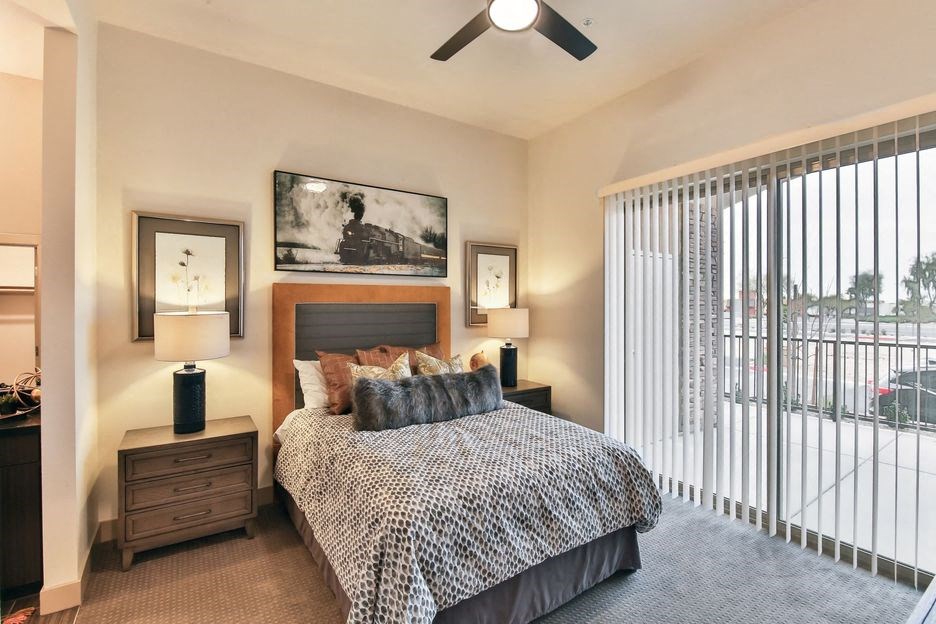 Adobe at Red Rock, Las Vegas Apartments, spacious bedroom with floor to ceiling window