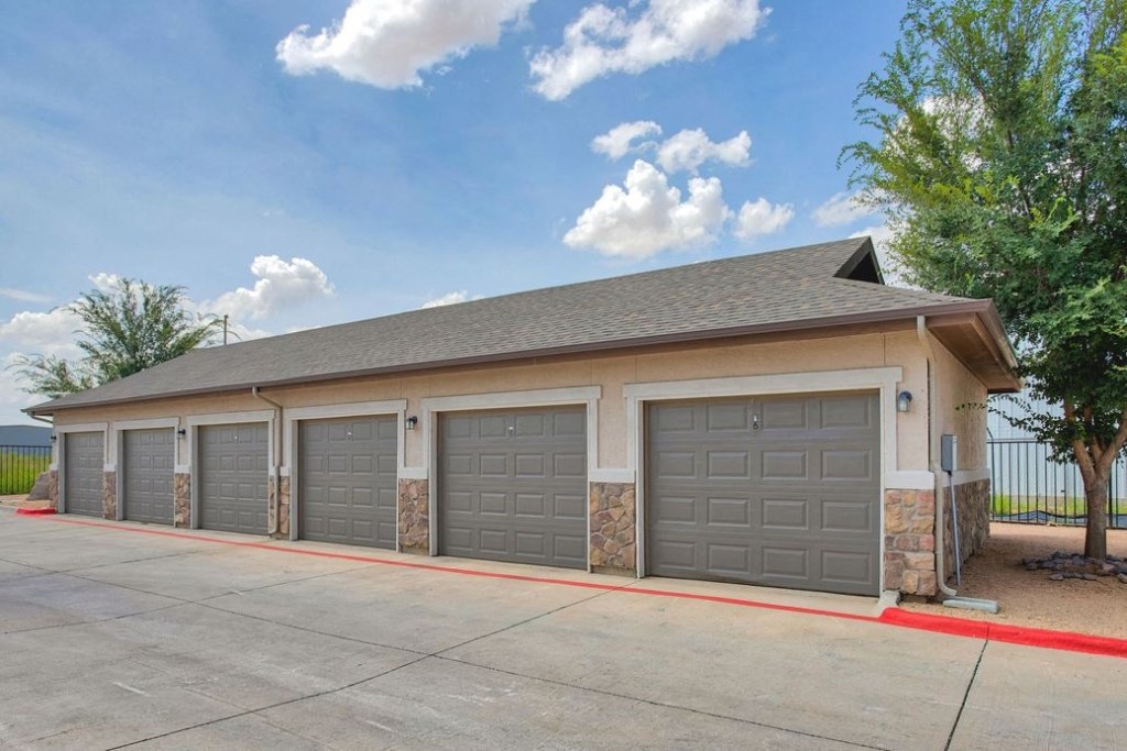 Multiple private garages next to each other