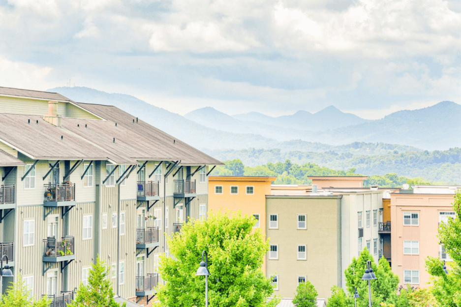 mountain views from the apartment buildings