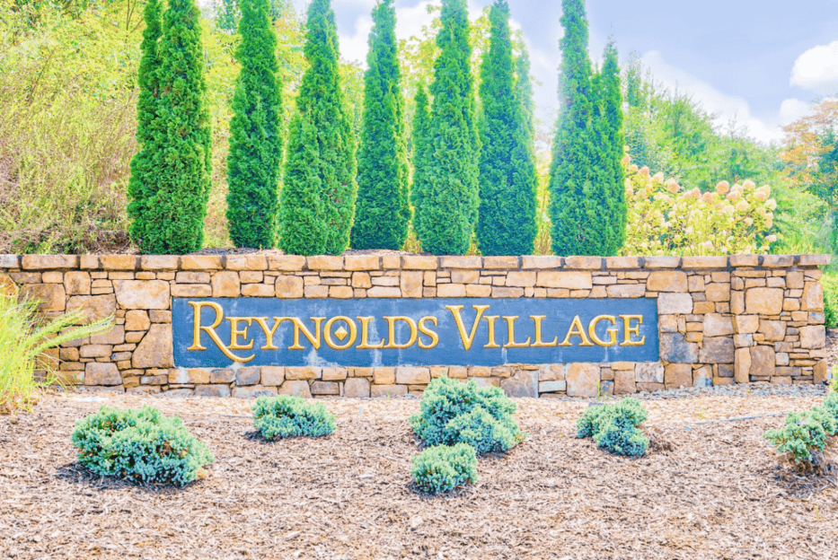 The Lofts at Reynolds Village monument sign at entrance of community