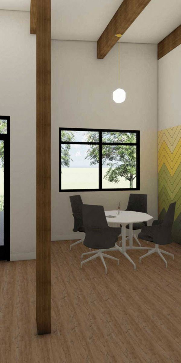 a dining room with a table and chairs