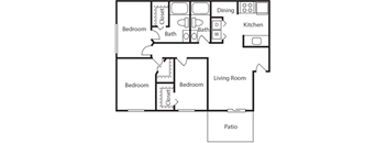 The Pearl at Highland Village Apartments in Jackson Mississippi photo of The Hampton Floorplan