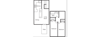 The Pearl at Highland Village Apartments in Jackson Mississippi photo of The Sheraton Floorplan
