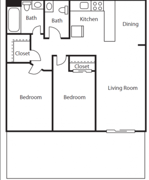 The Pearl at Highland Village Apartments in Jackson Mississippi photo of The York floorplan