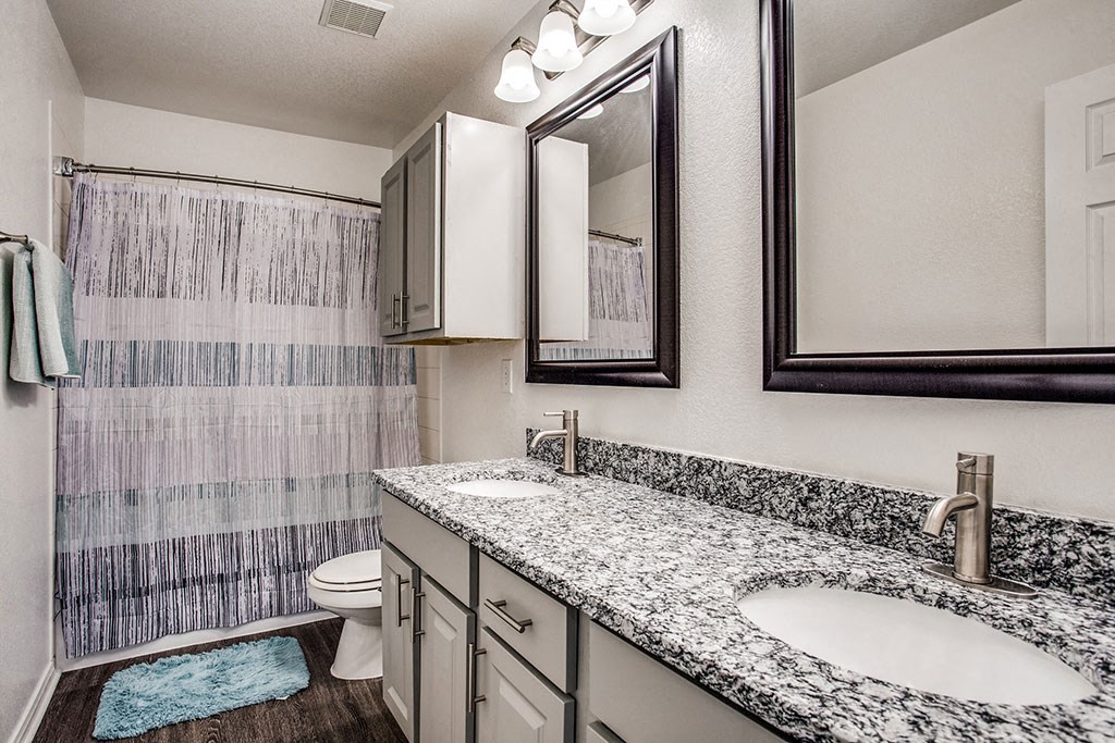 a bathroom with a shower toilet and sink