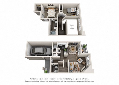 a floor plan with two bedrooms and two bathrooms