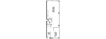 A floor plan of a kitchen and bathroom.