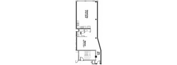 A floor plan of a two-bedroom apartment with a kitchen and bathroom.