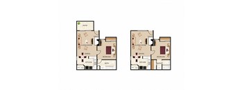 a floor plan of the acadia with two bedrooms and two bathrooms
