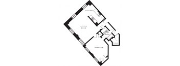 a floor plan of a building shaped like a rhombus