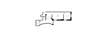 a floor plan of a house showing the floorplan of the living room and bedroom