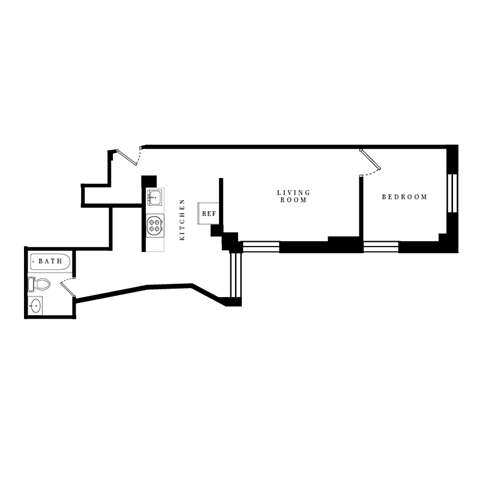 a floor plan of a house showing the floorplan of the living room and bedroom