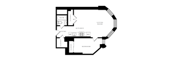 a floor plan of a house showing the living room and dining room and the kitchen
