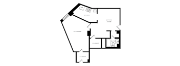 a floor plan of a unit with a bedroom and a living room