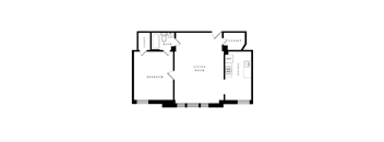 a floor plan of a house with a bedroom and a living room
