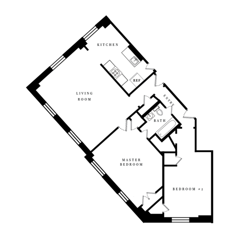 a floor plan for a triangular shaped building with a floor ratio of 1 to 3