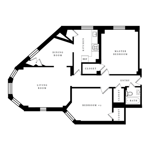 a floor plan of a house showing the floor plan for the living room and bedroom