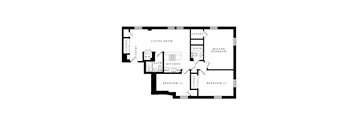 a floor plan of a home with a bedroom and a living room