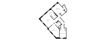 a floor plan of a house showing the bedrooms and the living room
