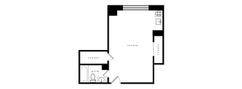 a floor plan of a house with a bedroom and a living room