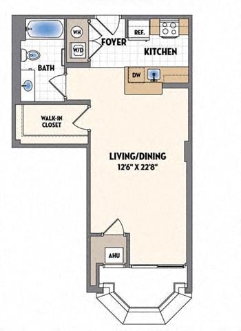 a floor plan of a small house with a bedroom and a closet