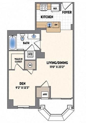 a floor plan of a small house with a bedroom and a living room
