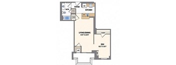 a floor plan of a house with a bedroom and a bathroom