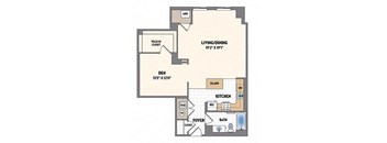 a floor plan of a small house with bedrooms and a living room and a kitchen